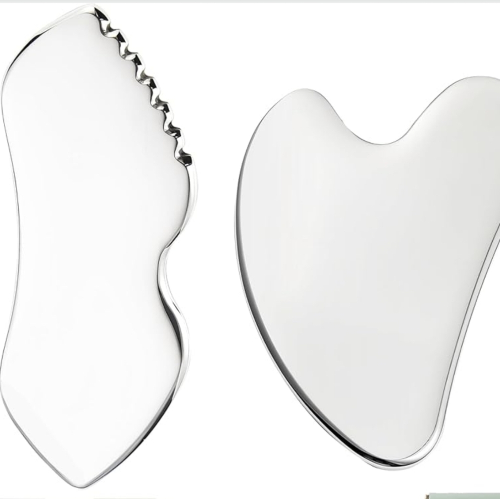 ​2 Pcs Stainless Steel Gua Sha Set Metal Facial Massager for Lymphatic Drainag - Picture 3 of 8